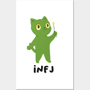 infj cat illustration mbti Posters and Art